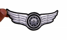 P3845 Winged Wheel Small Iron on Biker Patch - 5x2 inch - HighwayLeather