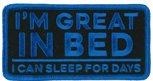 PATCH GREAT IN BED-PPL9988 : 4"X2" - HighwayLeather