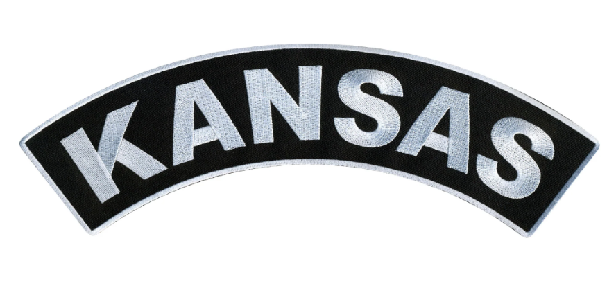 PATCH - KANSAS TOP ROCKER 12"-PPM4031 : 12W 3H - HighwayLeather