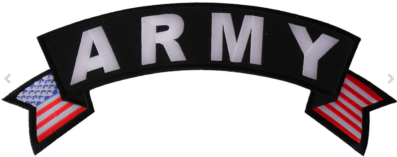 Army Large US Flag Rocker Patch-PL6432 : 11x4.5 inch - HighwayLeather