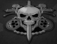 PL7861 Skull and Roses Patch - 9.6x10 inch - HighwayLeather