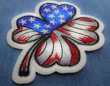 P7892 US Flag 4 Clover Leaf Patch - 3x3 inch - HighwayLeather