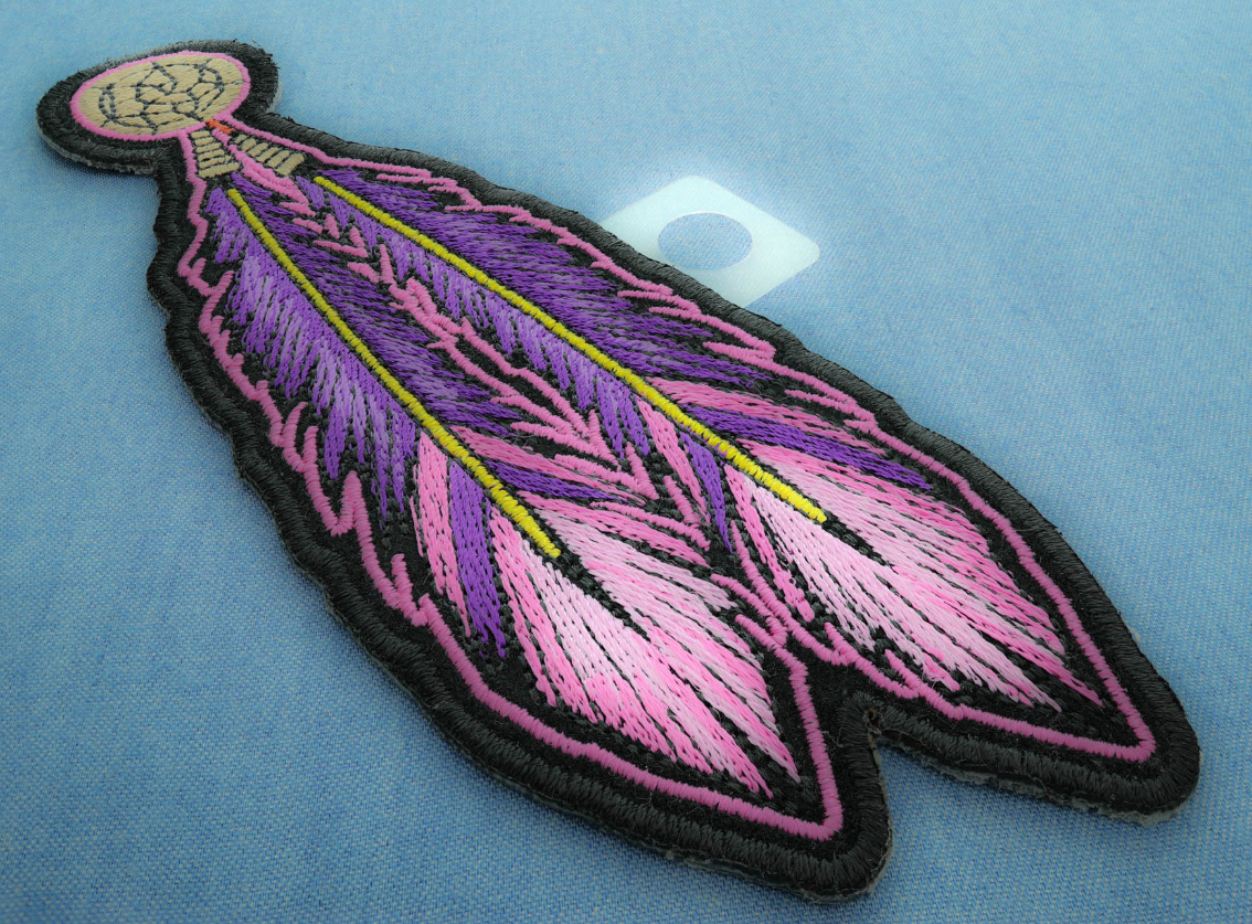P4319 Pink Purple Feathers Patch - 2.25x6.5 inch - HighwayLeather