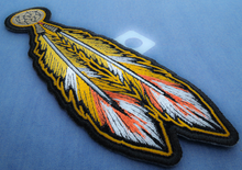 P4318 Orange Feathers Patch - 2.25x6.5 inch - HighwayLeather
