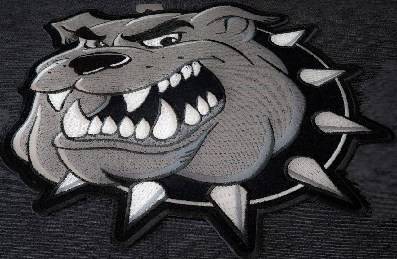 Bulldog Large Iron on Back Patc-PL6755 : 10.5x12 inch - HighwayLeather