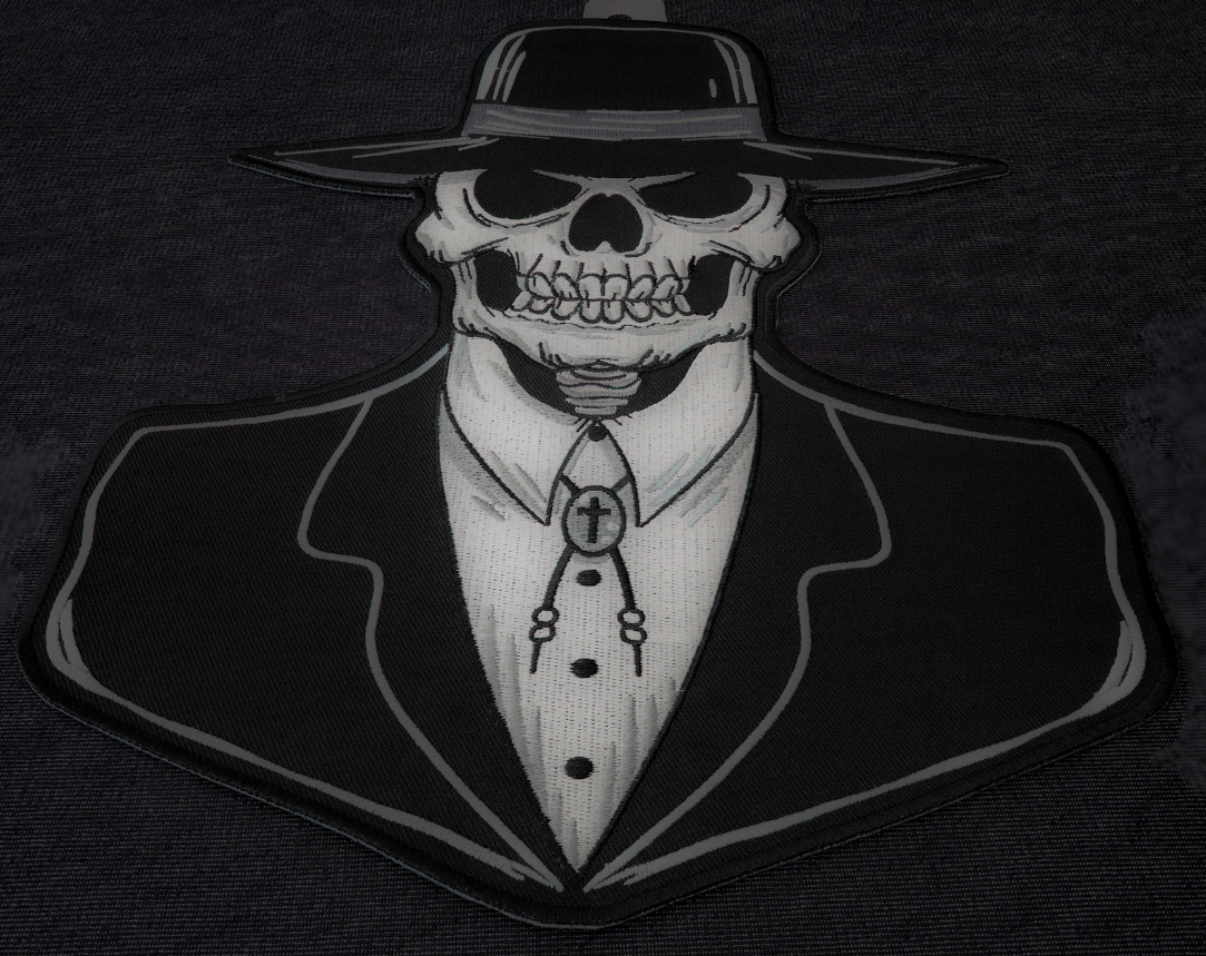 PL5983 Preacher Skull Tall Hat Patch - 8.5x12 inch - HighwayLeather