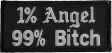 P1202 1 Percent Angel 99 Percent Bitc : 3.75x1.75 inch - HighwayLeather