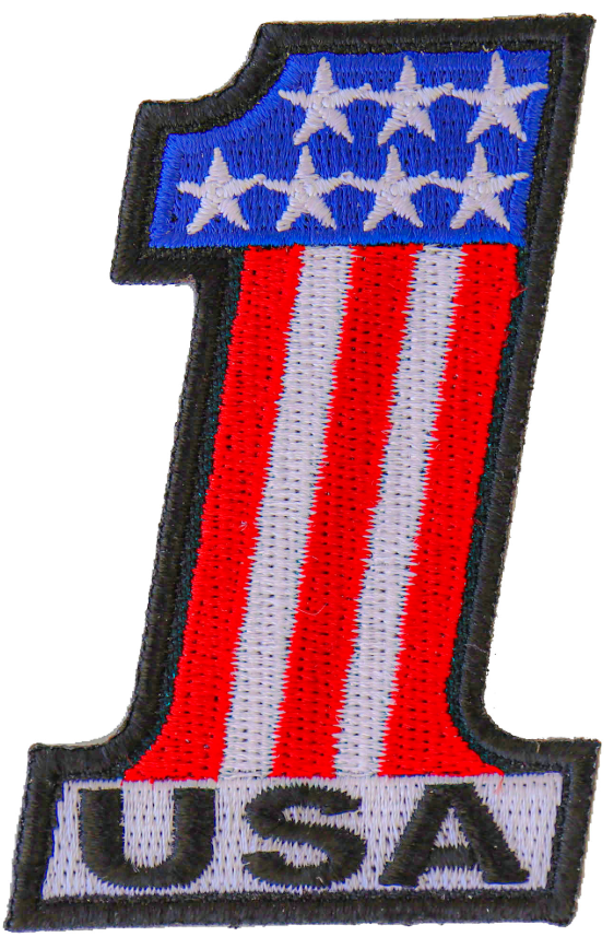 USA patriotic iron-on patch, 2x3 inch, featuring American flag design, by THE CHEAP PLACE.