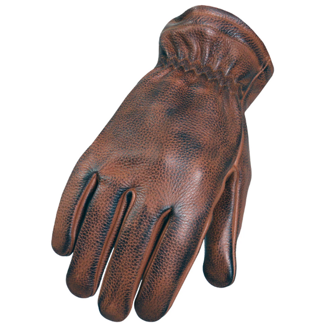 Hot Leathers GVM1029 distressed brown driving gloves with leather detailing and snug fit, perfect for riding or casual wear.