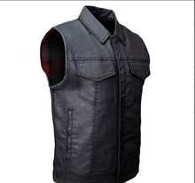 MDM3030 Milwaukee Leather  Men’s Black Waxy Coated Denim Club Style Motorcycle Rider Vest w/ Shirt Collar