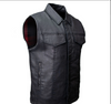 MDM3030 Milwaukee Leather  Men’s Black Waxy Coated Denim Club Style Motorcycle Rider Vest w/ Shirt Collar - HighwayLeather