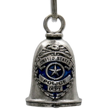 MLB9062 Police Badge Motorcycle Good Luck Bell w/ Key Ring-Key Chain Accessory for Bikers - HighwayLeather