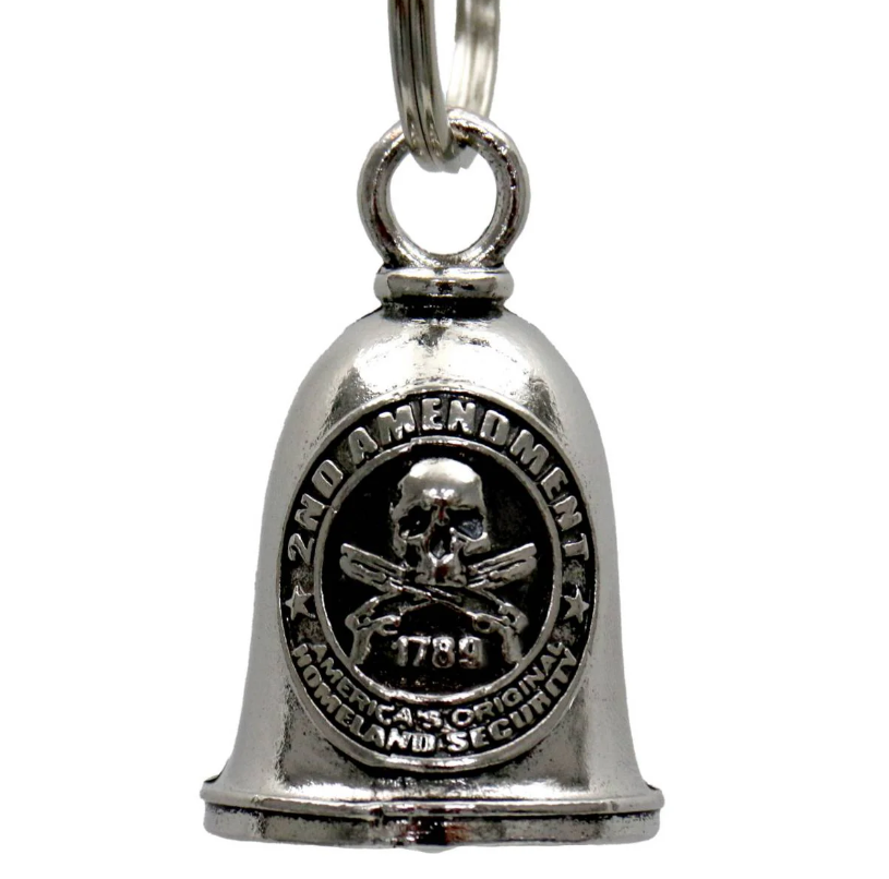 MLB9063 2ND Amendment Motorcycle Good Luck Bell w/ Key Ring-Key Chain Accessory for Bikers - HighwayLeather
