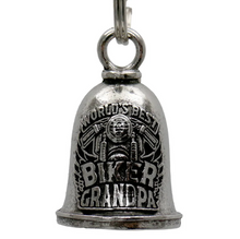 MLB9076 Biker Grandpa Motorcycle Good Luck Bell w/ Key Ring-Key Chain Accessory for Bikers - HighwayLeather