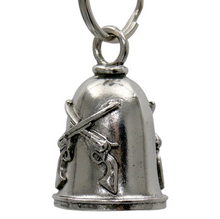 MLB9087 Crossed Pistols Motorcycle Good Luck Bell w/ Key Ring-Key Chain Accessory for Bikers - HighwayLeather