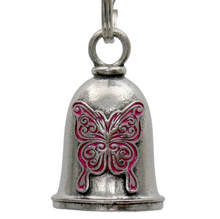 MLB9089 Pink Curly Butterfly Motorcycle Good Luck Bell w/ Key Ring-Key Chain Accessory for Bikers - HighwayLeather