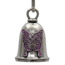 MLB9090 Purple Curly Butterfly Motorcycle Good Luck Bell w/ Key Ring-Key Chain Accessory for Bikers - HighwayLeather