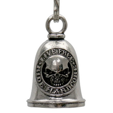 MLB9117 Live Free Hardcore Motorcycle Good Luck Bell w/ Key Ring-Key Chain Accessory for Bikers - HighwayLeather