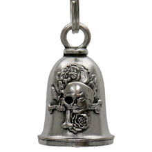 MLB9134 Rose Skull Motorcycle Good Luck Bell w/ Key Ring-Key Chain Accessory for Bikers - HighwayLeather