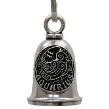 MLB9155 Zodiac Aquarius Motorcycle Good Luck Bell w/ Key Ring-Key Chain Accessory for Bikers - HighwayLeather