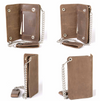 Milwaukee Leather men's 6-inch brown leather bi-fold biker wallet with anti-theft stainless steel chain and buffalo nickel snaps.