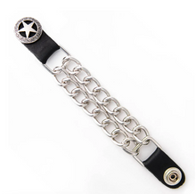 MLA1010 Bike Chain Medallion Vest Extender - Double Chrome Chains Genuine Leather 6.5" Extension MLA1011-Single