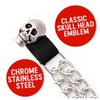 MLA1019 Skull Head Medallion Vest Extender - Double Chrome Chains Genuine Leather 6.5" Extension MLA1019-Single - HighwayLeather