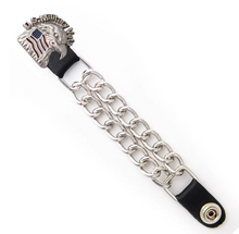 MLA1023 US Military Vet Medallion Vest Extender - Double Chrome Chains Genuine Leather 6.5" Extension MLA1023-Single