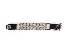 MLA1026 Skeleton Hand Medallion Vest Extender - Double Chrome Chains Genuine Leather 6.5" Extension MLA1026-Single