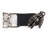 MLA1026 Skeleton Hand Medallion Vest Extender - Double Chrome Chains Genuine Leather 6.5" Extension MLA1026-Single - HighwayLeather