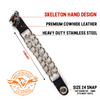 MLA1026 Skeleton Hand Medallion Vest Extender - Double Chrome Chains Genuine Leather 6.5" Extension MLA1026-Single - HighwayLeather