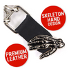 MLA1026 Skeleton Hand Medallion Vest Extender - Double Chrome Chains Genuine Leather 6.5" Extension MLA1026-Single - HighwayLeather