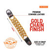 MLA1091 Gold 4 Inch Single Vest Extender - Double Chrome Chains w/ Genuine Leather - HighwayLeather