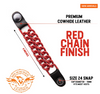 MLA1092  Red 4 Inch Single Vest Extender - Double Chrome Chains w/ Genuine Leather - HighwayLeather