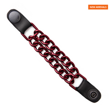 MLA1096 Candy Red 4 Inch Single Vest Extender - Double Chrome Chains w/ Genuine Leather