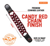 MLA1096 Candy Red 4 Inch Single Vest Extender - Double Chrome Chains w/ Genuine Leather - HighwayLeather