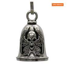 MLB9139 Skull Ghost Motorcycle Good Luck Bell w/ Key Ring-Key Chain Accessory for Bikers - HighwayLeather