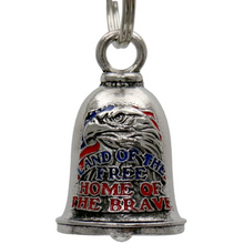 MLB9115 Land of the Free Eagle Motorcycle Good Luck Bell w/ Key Ring-Key Chain Accessory for Bikers - HighwayLeather