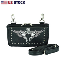 HL80156GRAY Leather Hip Clip Purse Bag Women GREY Waist Bag Fanny Pack Motorcycle Biker - HighwayLeather