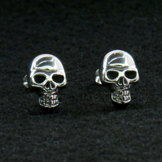 Hot Leathers Skull Post Earrings, accessories featuring metal skull design on silver-tone posts.