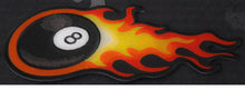 P7085 Flaming 8 Ball Iron on Biker Patch - 7.25x3.5 inch - HighwayLeather