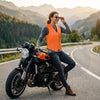 HL14501Orange Leather - Women motorcycle leather Vest ORANGE - HighwayLeather