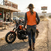 HL14501Orange Leather - Women motorcycle leather Vest ORANGE - HighwayLeather
