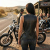 HL14682 Eyelet Women's Eyelet  Leather Vest - Longer Length - HighwayLeather