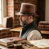 HL80111BROWN - Handcrafted Brown Leather TOP HAT shapeable brim - HighwayLeather