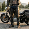 HL12840NKD Heavy Buffalo Leather Lined Chaps Motorcycle Riding Biker Chap Black - HighwayLeather