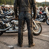HL12840NKD Heavy Buffalo Leather Lined Chaps Motorcycle Riding Biker Chap Black - HighwayLeather