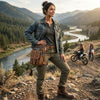 HL80197TAN LEATHER Thigh Drop Leg Bag Gun Holster Bag Waist Bag Fanny Pack Messenger Bag - HighwayLeather