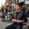 HL11360SPT Men Side Lace Leather Style Biker Motorcycle Leather Vest Gun Pockets Carry Arms - HighwayLeather