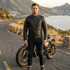 HL10206Tall TALL black vented racer leather motorcycle jacket- (longer sleeve & back length)